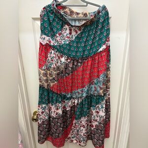 Floral Patchwork Maxi Skirt